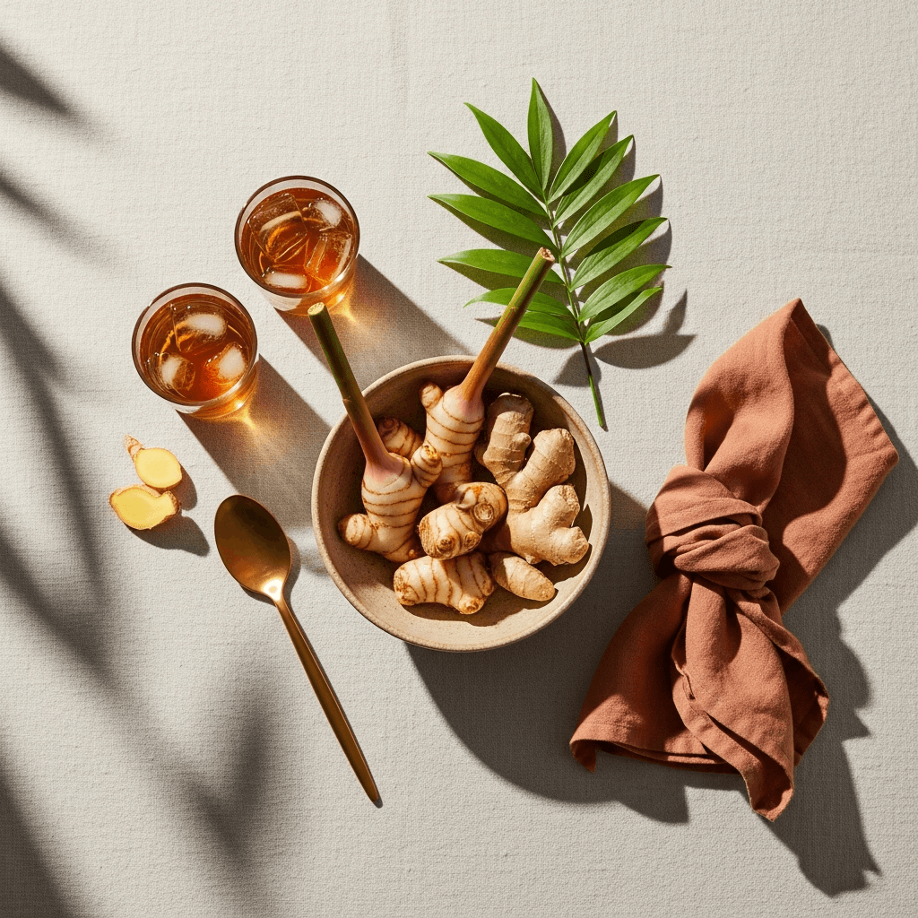 Galangal root in a Thai ceramic bowl, the brand reference for Halia